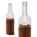 SIDE by SIDE WhineLight - Tea Light Holder - Glass clear, base oak