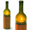 SIDE by SIDE WhineLight - Tea Light Holder - Glass green, base oak