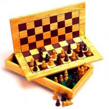 WOODEN FOLDING CHESS SET, king size 60mm